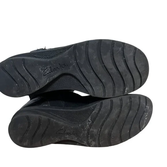 Clarks Black Nikki Park Suede Leather Side Zip Tall Equestrian‎ Boots Size 8.5 - Picture 7 of 10